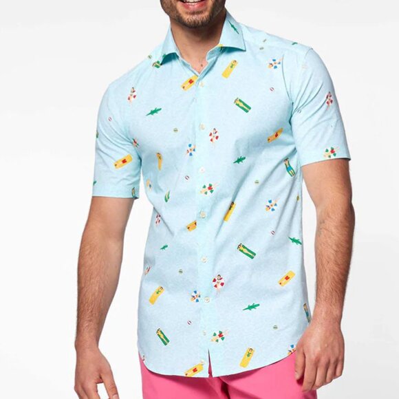 OppoSuits Pool Life Casual Button Down Short Sleeve Shirt Men's Size Medium NWT - Picture 1 of 13